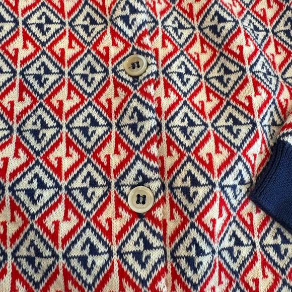 Toddler Red, White, Blue Cardigan Wool 24 Months - Picture 2 of 6